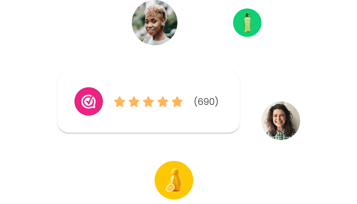 Illustration of Valued Shops widget together with members and products around it