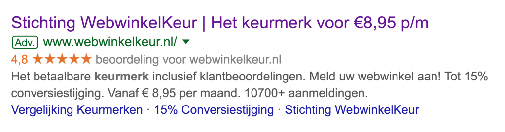 Google Seller Rating WebwinkelKeur