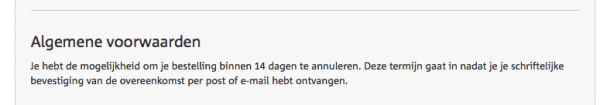 Ook voor (mobiele) telefoonabonnementen, energiecontracten en andere doorlopende diensten geldt het herroepingsrecht (Screenshot KPN)