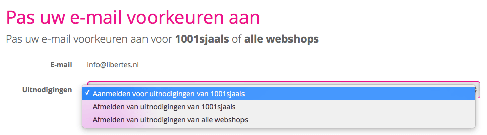 Afmelden voor e-mail van 1 of meerdere webwinkels