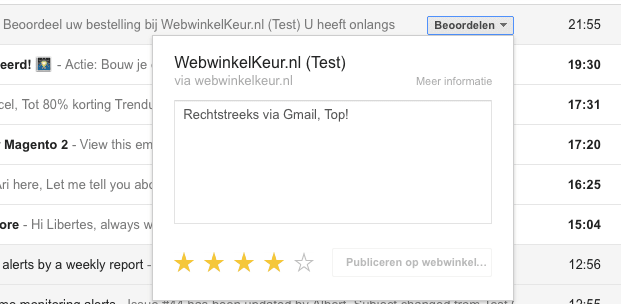 Rechtstreeks beoordelen via Gmail