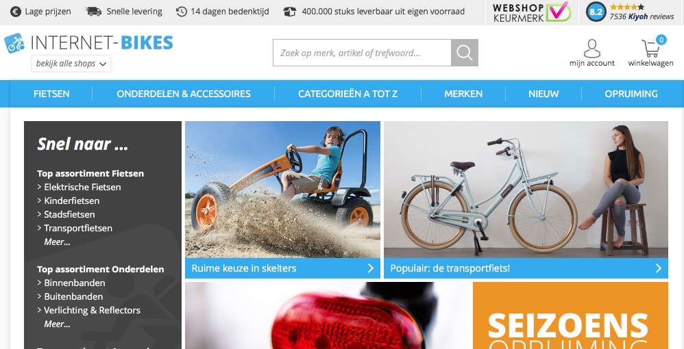 Internet-bikes.com is één van de webwinkels van T.O.M. BV