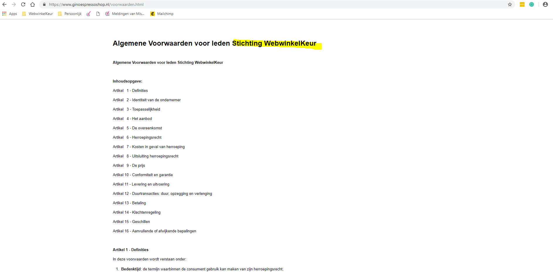 Screenshot misbruik webwinkel keurmerk