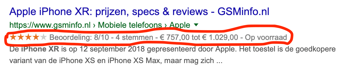 Extra opvallen in Google met Product Rich Snippets