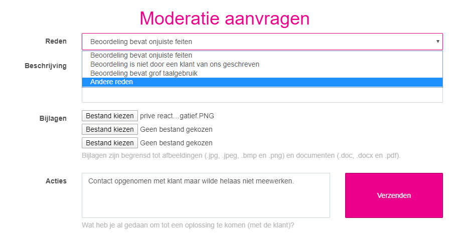 Een moderatieverzoek indienen