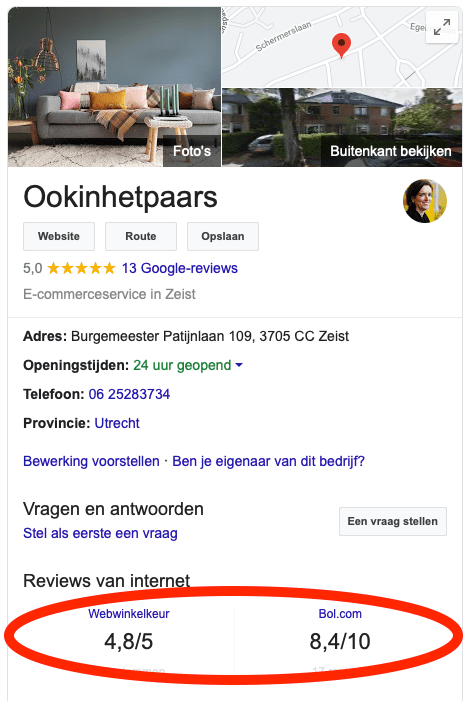 Review in Google Business