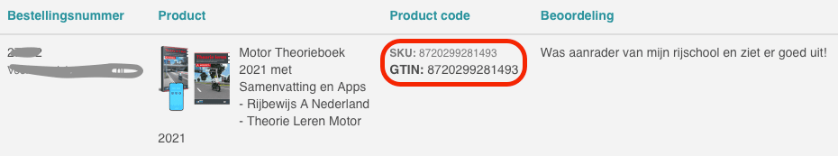 Bij dit product is een GTIN/EAN code bekend