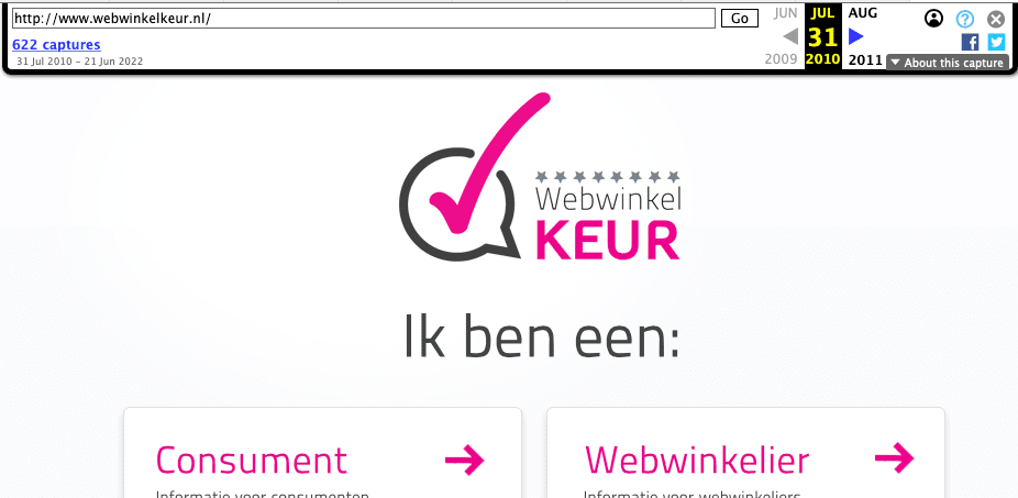 Resultaat van Web Archive voor WebwinkelKeur.nl