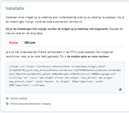 widget plaatsen in shopify