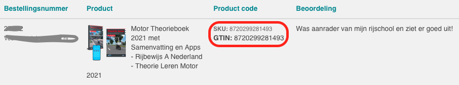 Bij dit product is een GTIN/EAN code bekend